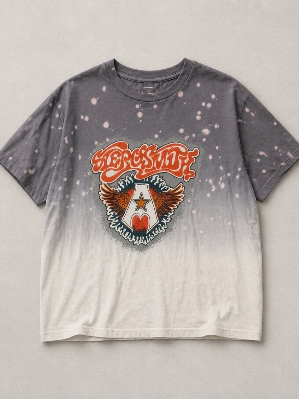 Aerosmith Tie-Dye Ombré Graphic Tee - Gray & White XL